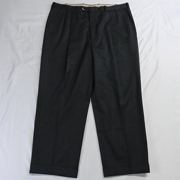 JB‎ Britches 38 x 28 Gray Winston Pleated Cuffed Mens Dress Pants - Picture 1 of 7